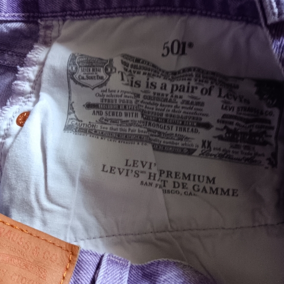 LEVI'S 501 Lavender Purple Premium Fresh High Waisted Shorts 32 - Picture 7 of 8